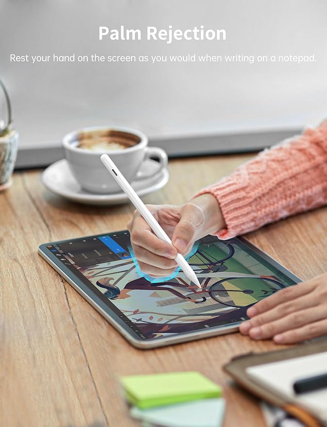 Stylus Pen for iPad Pencil 10th Generation, 3X Fast Charge Apple Pencil with Palm Rejection & Tilt Sensitivity, Compatible for 2018-2025 iPad 6/7/8/9/10/11, Pro 11"/12.9"/M4, Air 3/4/5/M2/M3, Mini 5/6