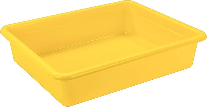 Storex Letter Size Flat Storage Tray – Organizer Bin for Classroom, Office and Home, Yellow, 5-Pack (62519U05C) , 10 x 13 x 3 Inches