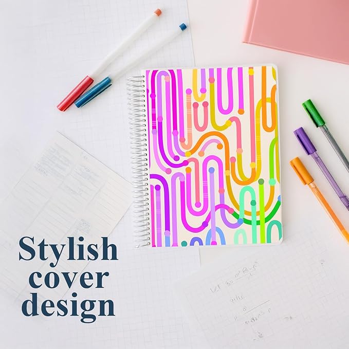 Erin Condren 8.5” x 11” Lined Spiral Notebook, College-Ruled Layout with 80 Lb. Paper, Journey Cover, 160 Lined Notebook Pages, Platinum Coil, Stickers Included