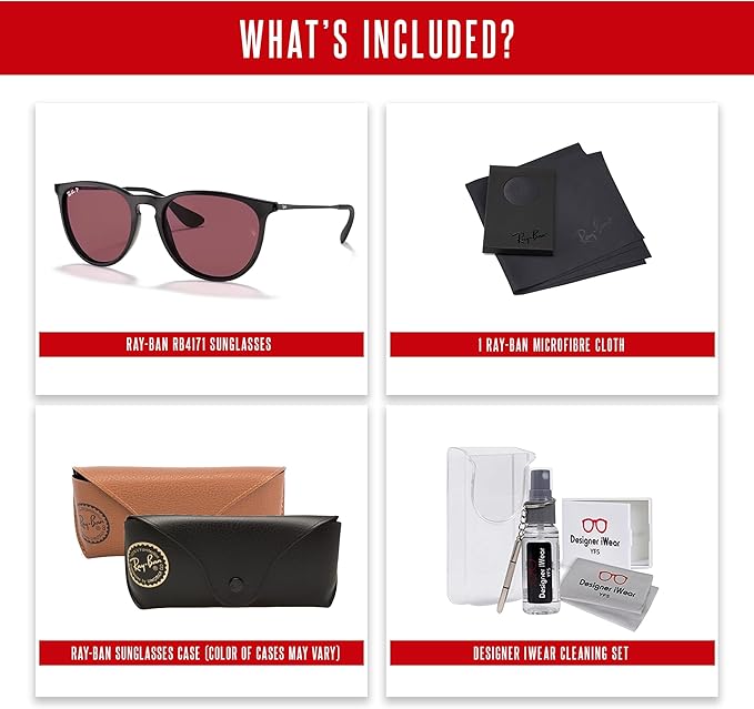 Ray-Ban RB4171 ERIKA Round Sunglasses For Women +BUNDLE with ACCESSORY EYEWEAR KIT