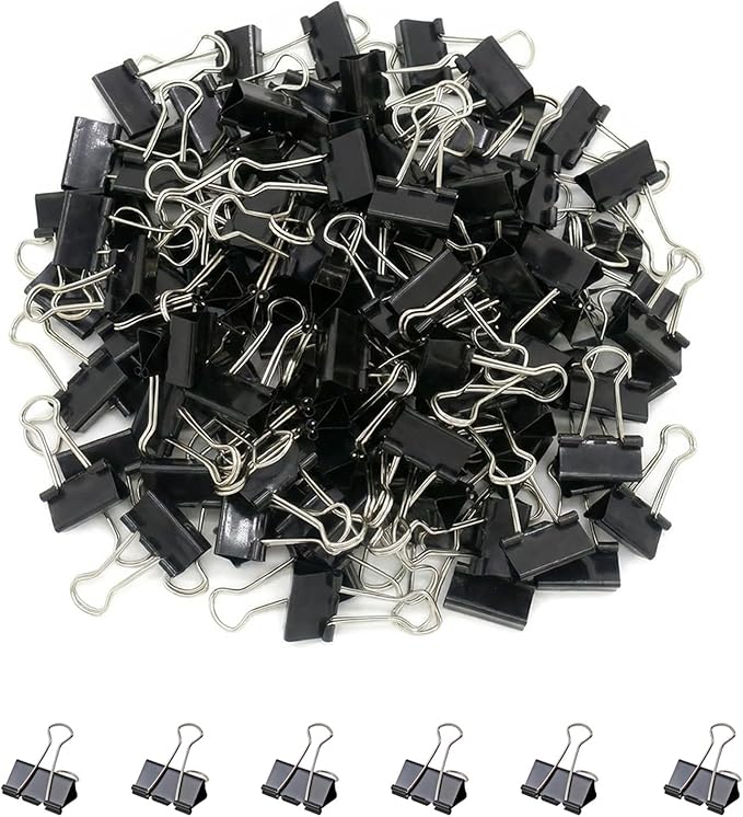 260Pcs Mini Binder Clips Black, 0.59 in/15mm Small Binder Paper Clips Office Clips Office Supplies Desk, Micro Size Cute Binder Clips, Small Paper Clamps for Home School Business (Black)