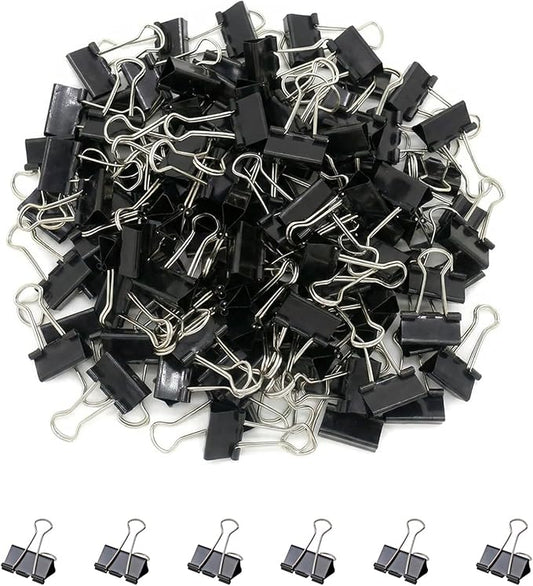 260Pcs Mini Binder Clips Black, 0.59 in/15mm Small Binder Paper Clips Office Clips Office Supplies Desk, Micro Size Cute Binder Clips, Small Paper Clamps for Home School Business (Black)