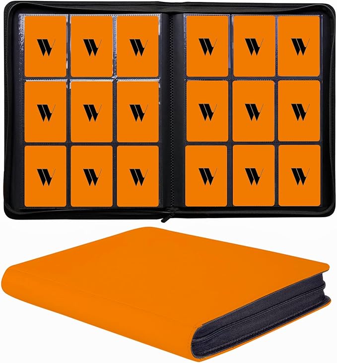 Premium 9-Pocket Zippered Trading Card Binder, 540 Pockets Double-Sided Side-Loading Card Organizer Album, PU Leather Card Holder Protector for MTG, TCG, Sports Cards Orange