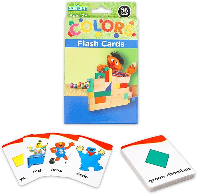 Sesame Street Flash Cards Set Toddler Kids - 36 Elmo Flashcards Featuring Colors and Shapes for Pre-K Boys, Girls | Sesame Street Learning Toys