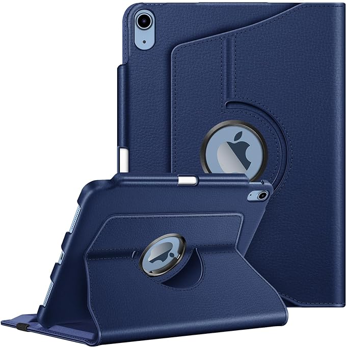 Fintie Rotating Case for iPad (A16) 11th Generation 11 Inch (2025), iPad 10th Generation 10.9 Inch (2022) - [Built-in Pencil Holder] 360 Degree Rotating Protective Stand Cover, Navy