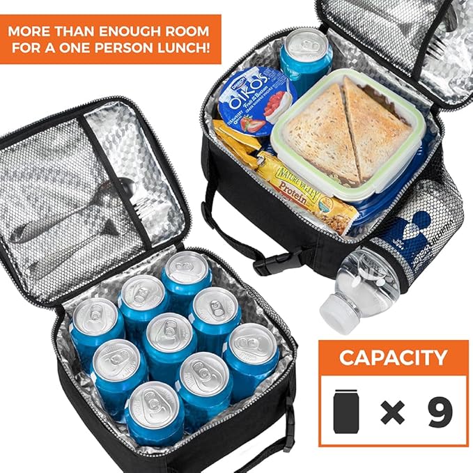 opux Insulated Lunch Bag Kids, Lunch Box for School Boy Girl, Leakproof Small Reusable Compact Soft Mini Cooler Bag, Toddler Small Lunch Boxes Kit Pail with Front Side Pockets (Gray)