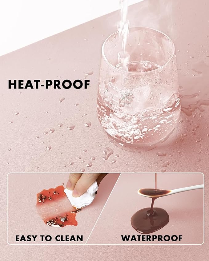 Erasable writable(Frontside) Table mat,Dual Sided Desk Mat, Large Mouse Pad, Notepad, Writing White Board (Includes 7.9"x9.4" Portable Mousepad) (Pink/Light Pink, L:35" x 17"（90 * 43cm）)