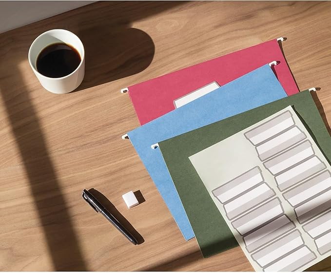 Smead Hanging File Folder with Erasable ProTab, 1/3-Cut Erasable Tabs, Adjustable Position, Letter Size, Green, 20 per Box, Eraser Included (64195)