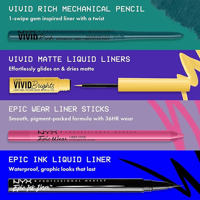 NYX PROFESSIONAL MAKEUP Mechanical Eye Pencil, Vivid Rich Mechanical, Creamy Retractable Eyeliner - Amber Stunner, Gold Eyeliner