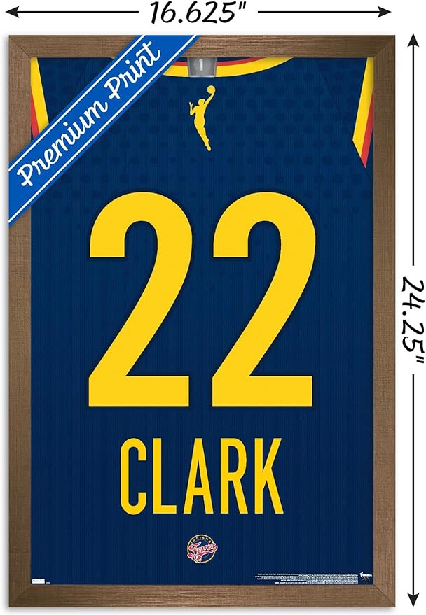 WNBA Indiana Fever - Caitlin Clark Jersey Wall Poster, 22.4L" x 14.7W", Bronze Framed Version