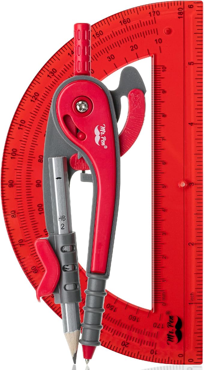 Mr. Pen- Compass and Protractor Set, Math Compass for Geometry and Drawing