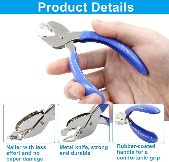 Blue Heavy Duty Staple Remover Tool, Staple Remover Puller for Office, School and Home Using, Easy Removal of Staples
