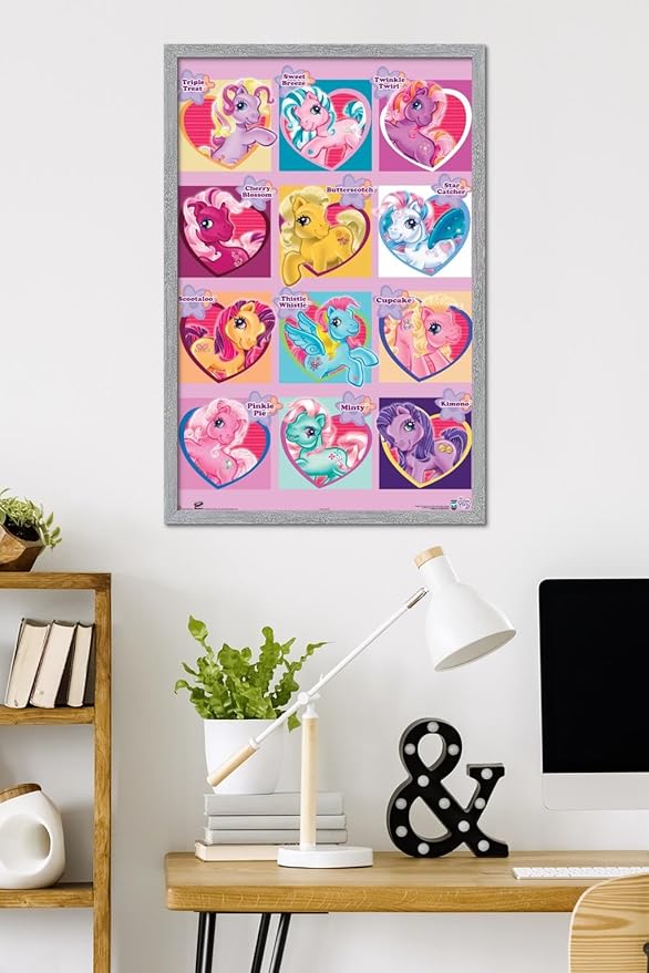 Hasbro My Little Pony - Chart Wall Poster, 34L" x 22.4W", Gray Framed Version