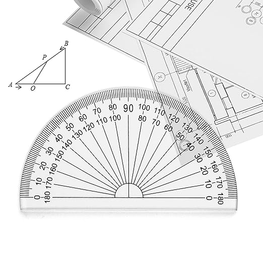 Coopay 6 Inch Math Geometry Tool Plastic Ruler Square Set Includes Straight Ruler, Triangles, Protractor for Student School Office Supplies (Clear)