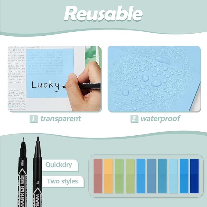 Jutom 38 Pcs Bible Journaling Study Kit for Women, Book Annotation Supplies with Highlighters Pens, Tabs, Sticky Notes, Markers for Christian Office Bible Study Supplies(Blue Series,Square)