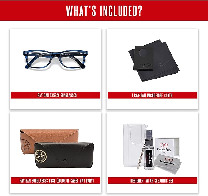 Ray-Ban RX5228 Square Eyeglasses for Men for Women +BUNDLE with ACCESSORY EYEWEAR KIT