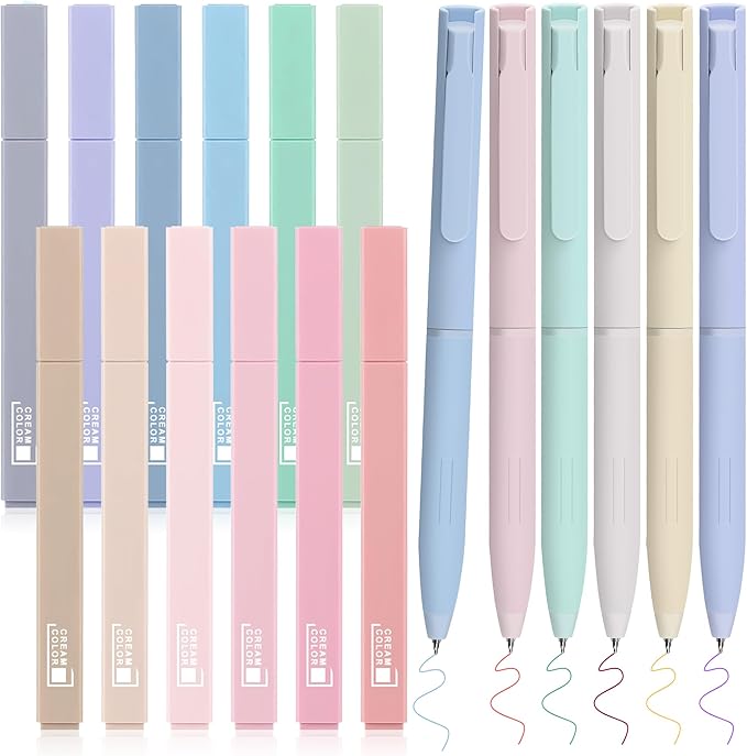 12 Pastel No Bleed Bible Highlighters and 6 Multicolor Fineliner Pens Set, Cute Aesthetic Assorted Colors Markers for Bible Studying Journaling Office School Supplies, Quick Dry
