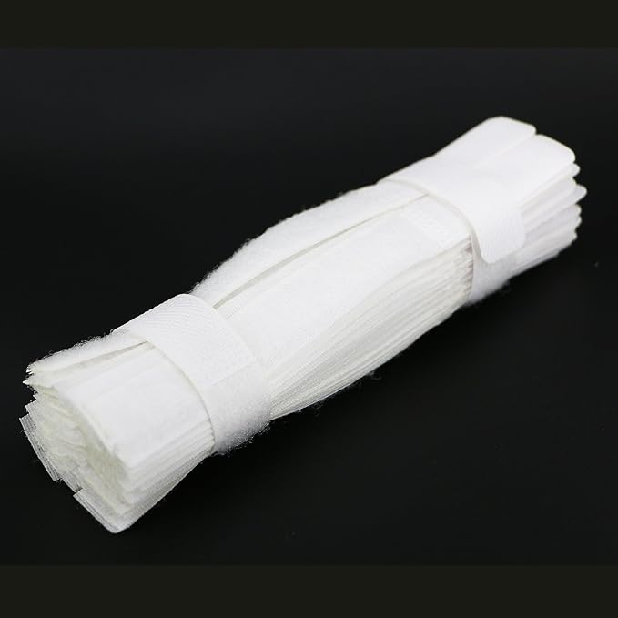 PASOW 50pcs Cable Ties Reusable Fastening Wire Organizer Cord Rope Holder 7 Inch (White)