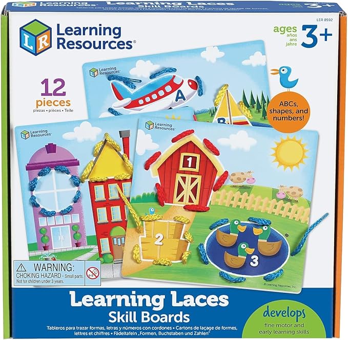 Learning Resources Learning Laces, Letter, Shape & Number Recognition, Fine Motor Skills, Toddler Readiness, Ages 3+