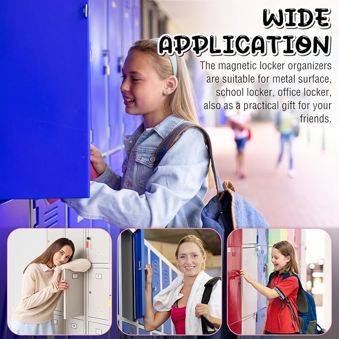 12 Pcs Locker Accessories Kit Magnetic Mirror Whiteboard Pen Holder Magnet Hook Locker Wallpaper Rug Keychain Marker String Light for Back to School Essentials Decorations (Purple)