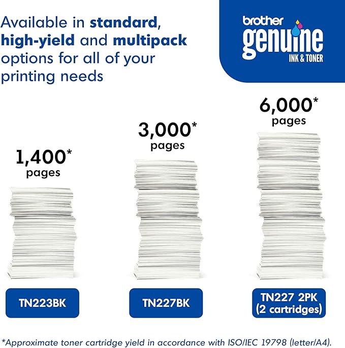 Brother Genuine TN227 High-Yield Black Toner Cartridge Twin Pack for Professional Laser Printing, 2 Pack Yields 6,000 Pages Total, Compatible with HL-L3210CW HL-L3230CDW Printers