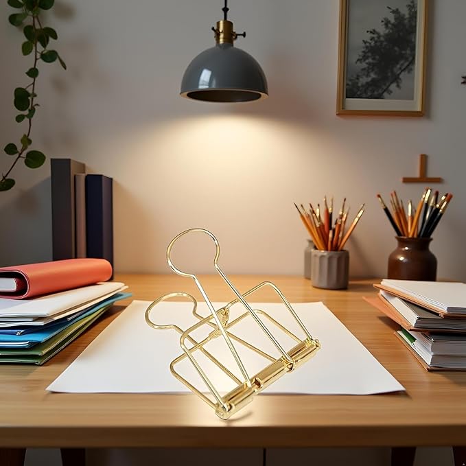 4Pcs Golden Hollow Out Long Tail Wire Binder Clips Paper Binder Clip Binder and Paper Clips Small in Size and Light in Weight Clips