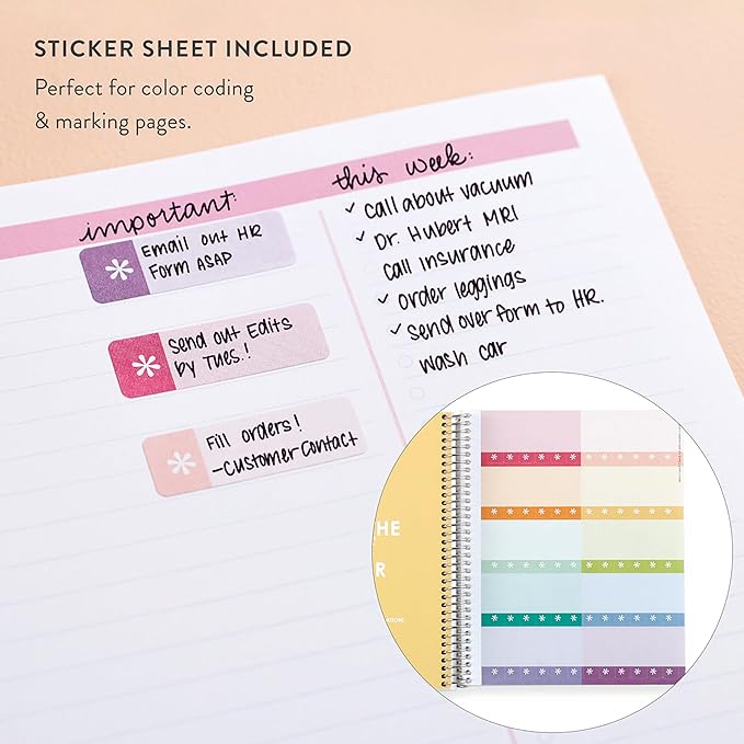 Erin Condren Productivity 8.5x11 Bold Blooms Cover Notebook Spiral Bound Journal for Writing, and Note Taking, Premium Paper, Stylish Floral Cover, Perfect for School, Office, and Creative Planning