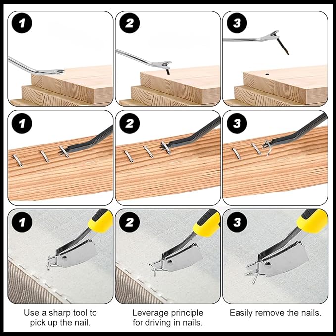 Industrial Staple Remover Heavy Duty Pro Kit - Double Pronged Tack Puller for Deep Embedded Staples, Anti-Slip Grip Handles for Carpets/Furniture/Floors