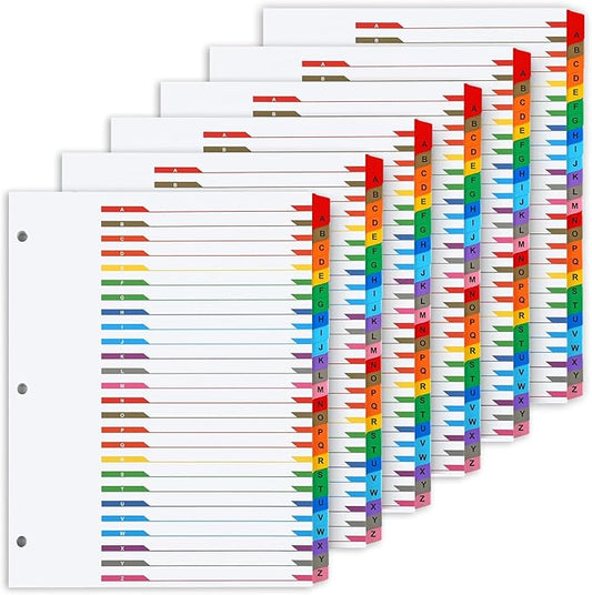 Alphabet Binder Dividers for 3 Ring Binder, COIDEA A-Z Dividers for 3 Ring Binder, Multicolor A-Z Binder Dividers with Customizable Table of Contents Page, ABC Alphabet Tabs for School Office (156)