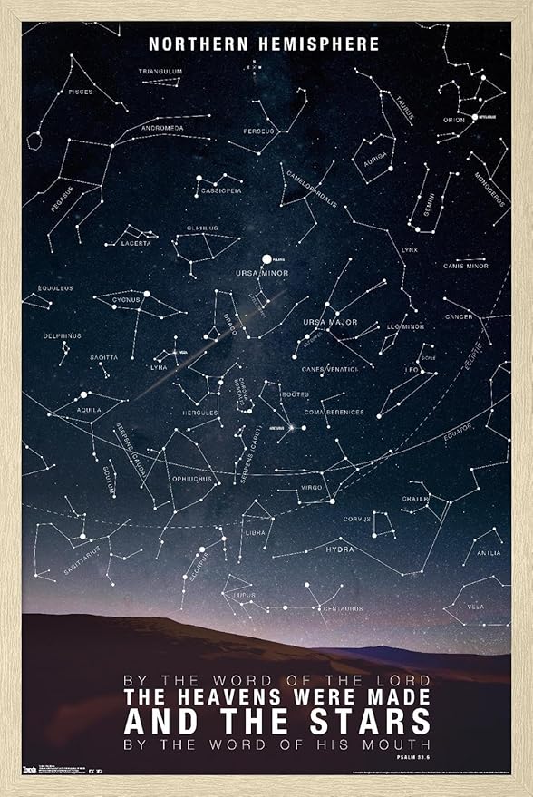 The Stars Wall Poster, 34L" x 22.4W", Blonde Framed Version