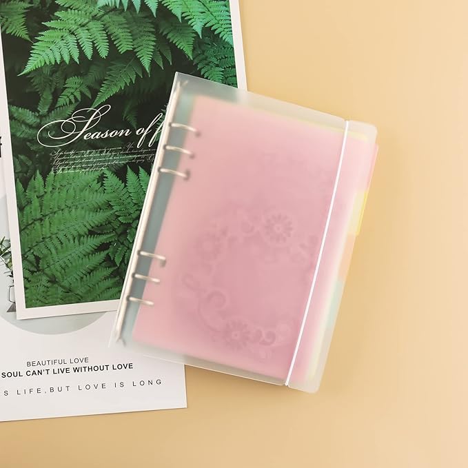 A5 6 Ring Binder Cover Clean Transparent Soft PVC for Refillable Notebook Shell withMatte surfaceforStamp & Die Storage