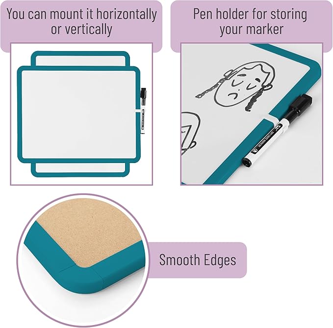 Mr. Pen- Dry Erase Board, 14” x 11” with a Black Dry Erase Marker, Small Mini White Board for Students