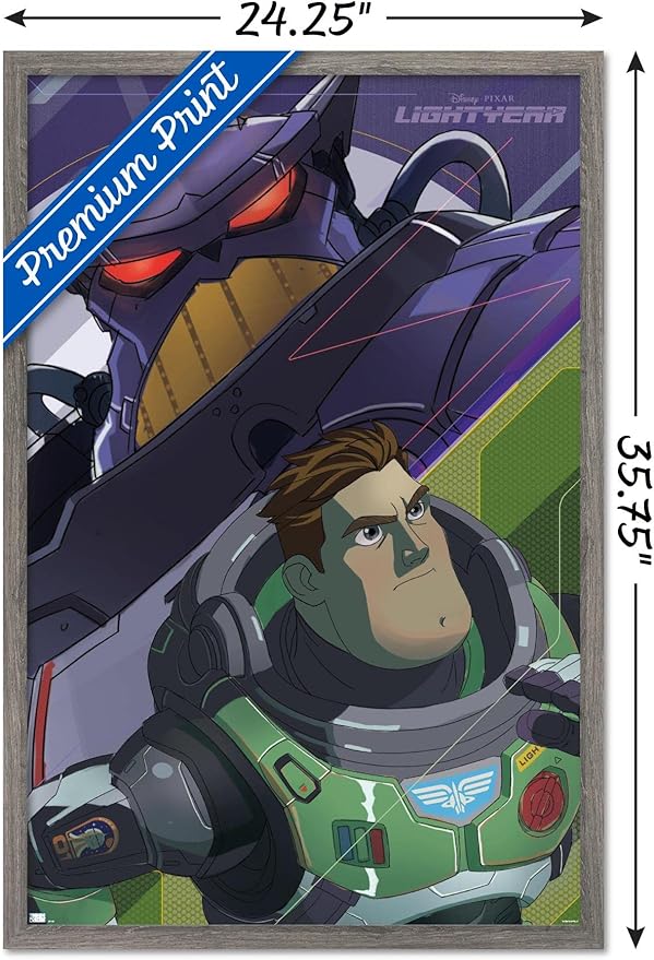 Trends International Disney Pixar Lightyear - Buzz and Zurg Wall Poster, 22.375" x 34", Barnwood Framed Version