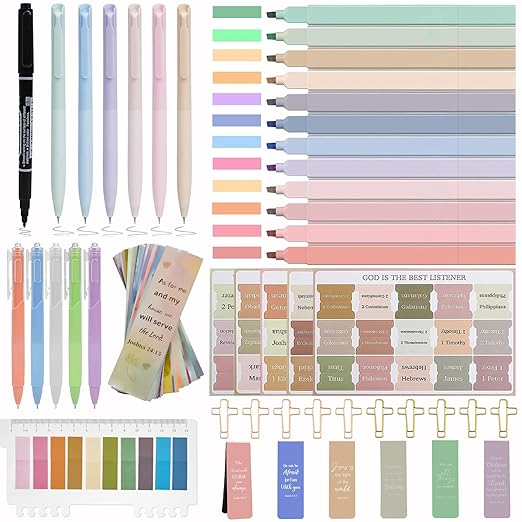 Bible Study Supplies Kit for Women 76PCS Bible Journaling Kit with Bible Tabs for Women,Bible Highlighters and Pens, Bookmark, Stationary Gift Set for Christian Girls