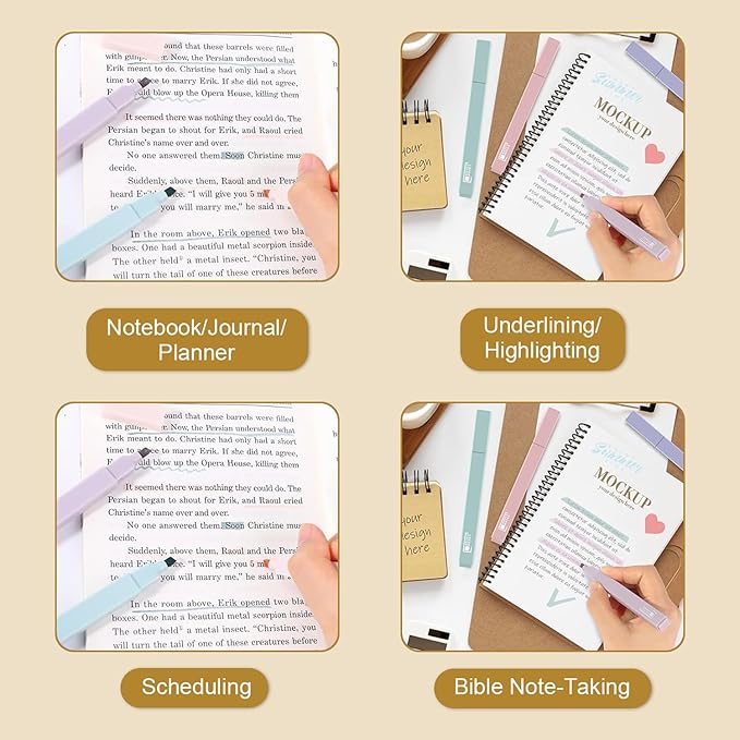 Bible Study Supply Kit Journaling Set with 12 No Bleed Highlighters, 6 Bible Pens, 75 Tabs and 2 Sticky Notes, Ideal for Christian Gifts & Scripture Annotation