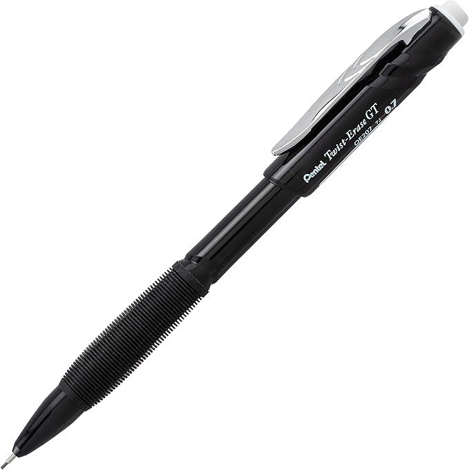 Pentel Twist-Erase GT (0.7mm) Mechanical Pencil, Assorted Barrel Colors, Color May Vary, Pack of 3 (QE207BP3M)