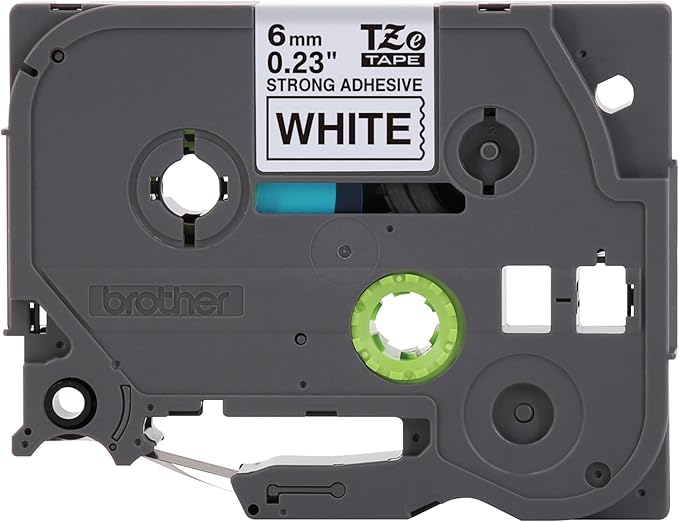 Brother Genuine P-Touch TZe Black Print on White Label Tape (TZeS211), Strong Adhesive Laminated,1/4in x 26.2ft (6mm x 8m), for Select P-Touch Label Makers, Water-Resistant, Extra Strength