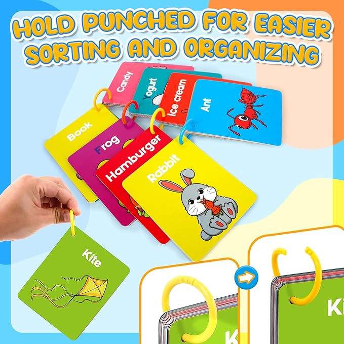 Toddler Flash Cards Baby Cognitive Flashcards for Kids, Alphabet, Animals, Numbers, Shapes Colors, First Words, Body Parts, Foods, Educational Toys Preschool Kindergarten Learning Activities