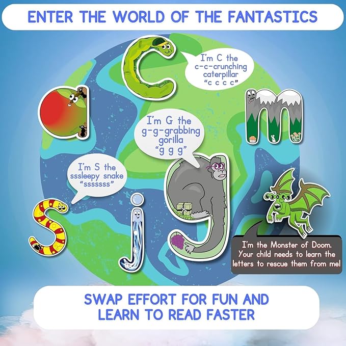 Phonics Flash Cards for Kids Ages 4-8 - Fantastic Alphabet Flash Cards Without Pictures - Engaging ABC Cards for Preschool, Kindergarten and Kids - Educational Letter Cards for Toddlers