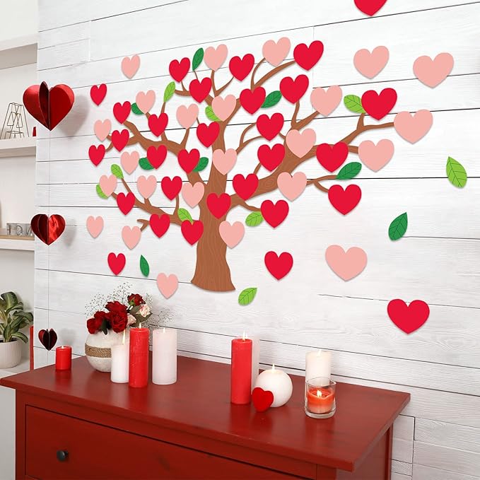 Pajean Valentines Day Bulletin Board Decorations Valentine Classroom Tree Bulletin Board Set January Cutouts Classroom Tree Wall Decor (Vivid Style)