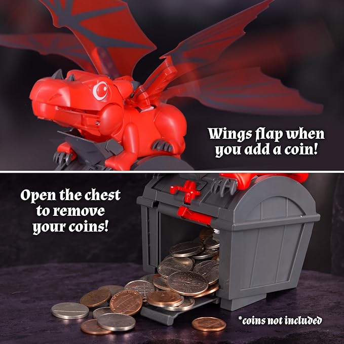 Thames & Kosmos Robotic Dragon Bank Kit | Hands-on STEM Construction Toy, Build a Mechanical Dragon Coin Bank, Explore Electric Circuits & Engineering, Educational Birthday Gift, Boys & Girls Ages 8+