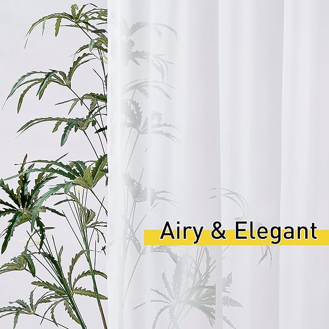 NICETOWN 2 Panels Sheer Outdoor Curtains Extra Wide for Patio Waterproof, Tab Top Indoor Outdoor Voile Sheer Drapes Airy with Light Filtering for Sliding Glass Door, W100 x L96, White