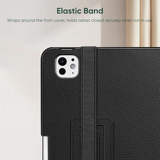 Fintie Folio Case for iPad Pro 11-inch (M5) 2025 / (M4) 2024 - Premium Vegan Leather Smart Stand Back Cover with Pencil Holder, Auto Wake/Sleep, Black