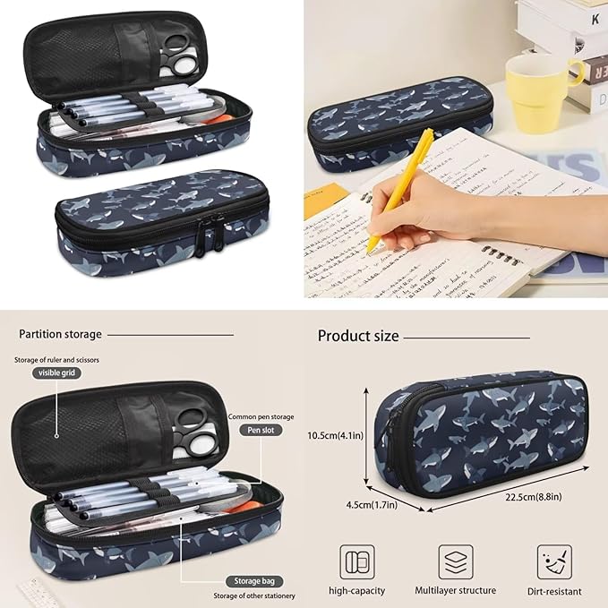Shark Backpack for School Girls Boys Bookbag with Lunch Bag Pencil Case Water Bottle Pouch Kids School Bags Preschool Elementary Schoolbag 4pcs/set Travel Daypack