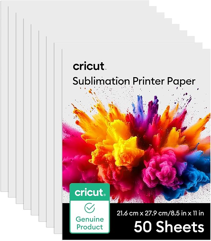 Cricut Sublimation Printer Paper - 50 Sheets (8.5" x 11") - Letter Size - Compatible with Sublimation Printer and Sublimation Ink (120gsm)