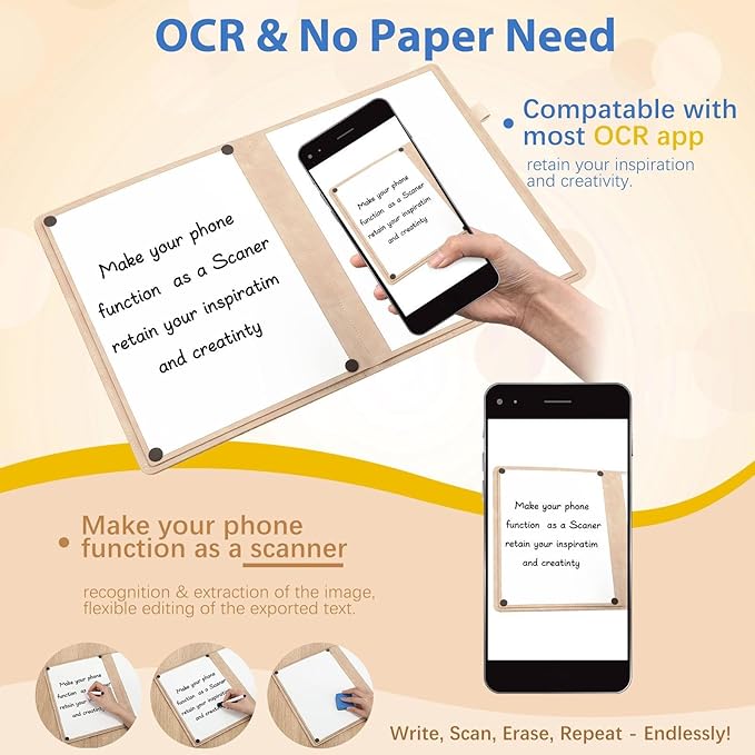6 Sides Dry Erase Notebook Portable Whiteboards Notebook 12"x9"(a4) Small Reusable Whiteboard Notepad Foldable Anti-ghosting Surface, Travel White Board for Office Study Meeting Planning
