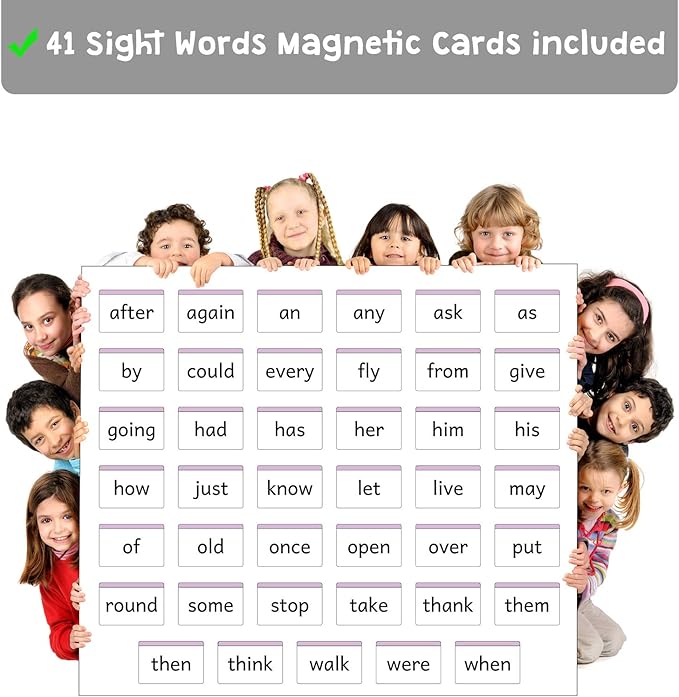 1st Grade Sight Words Magnetic Flash Cards(First Grade) - 41 Sturdy Large Dolch Cards for Literacy of Beginning Readers, Homeschool, Teachers and ESL