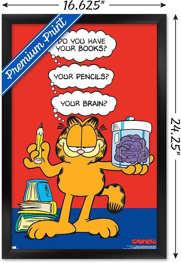 Garfield - Brain Wall Poster, 22.4L" x 14.7W", Black Framed Version