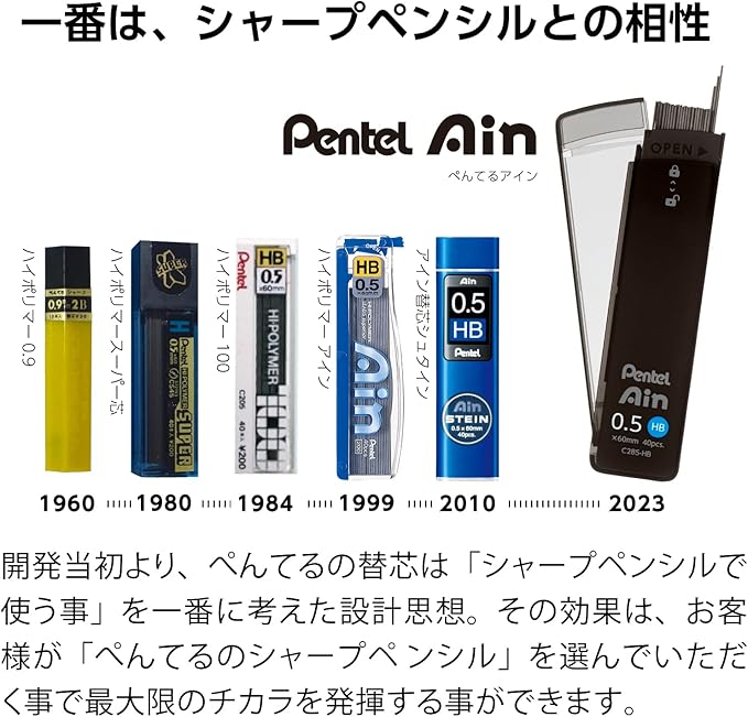 Pentel Ain AMZ-XC2822B3P Mechanical Lead, 0.008 inch (0.2 mm), 2B, 3 Pieces