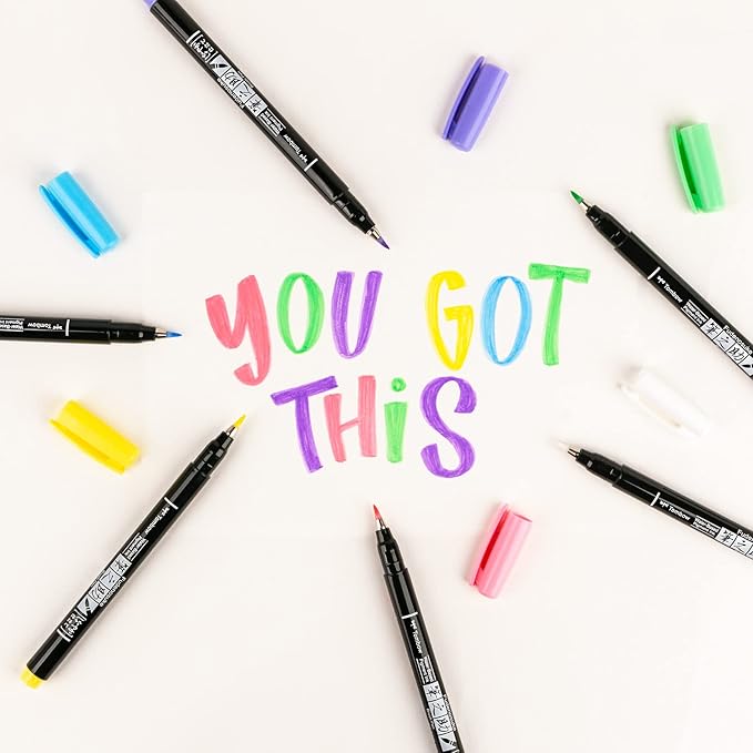 Tombow 56448 Fudenosuke Brush Pens, Pastel, 6-Pack
